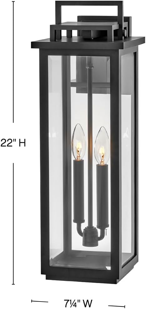 Hinkley Winthrope Large Outdoor Wall Mount Lantern, Black Finish