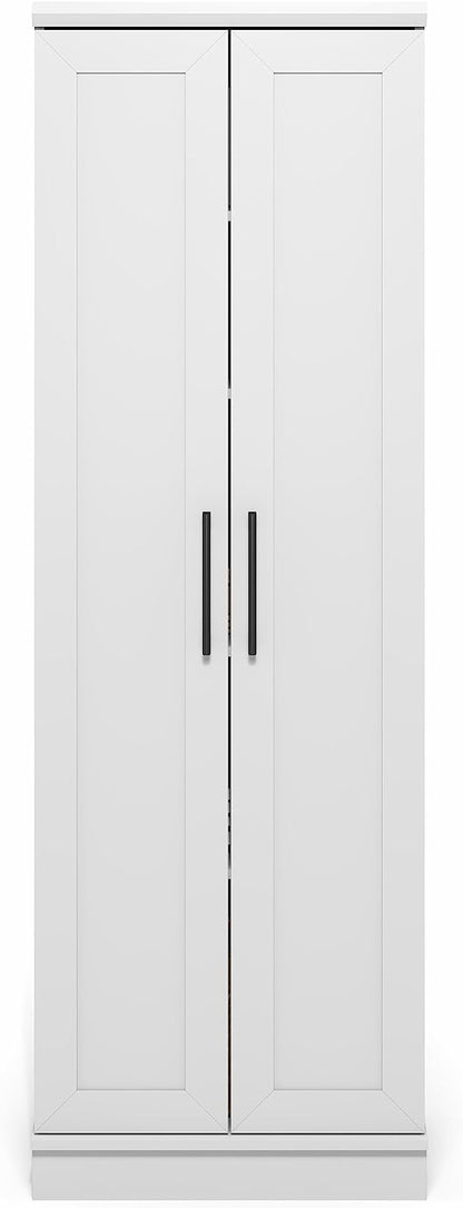 Furinno Robin Storage Cabinet, 5-Tier Pantry Cabinet with Adjustable Shelves, 23W with 2 Shaker-Doors, Kitchen Cabinet, Organization and Storage, for Pantry, Living Room, Home Office, White