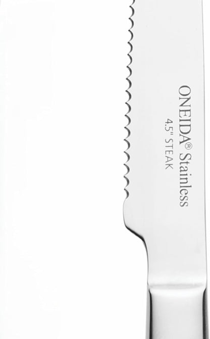 Oneida Performance Steak Knives Cutlery Set, 4-Piece | stainless steel, satin finish | 8.86 inch length | hand wash, elegant everyday steak knife set, gift for women