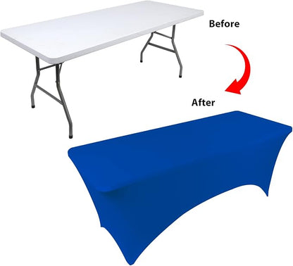 BDDC 8ft Stretch Spandex Fitted Table Cloth for 8 Foot Tables | GRS-Certified Eco-Friendly Fabric, Elastic Fit Rectangle Tablecloth, Washable, Wrinkle-Free, For Events & Parties