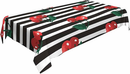 TKS MITLAN Red Cherry Decorative Rectangle Tablecloth Fruit Tropical Sweet Berry Polyester Kitchen Table Cover for Dining BBQ Picnic Coffee 52 x 70 Inch 4-6 Seats