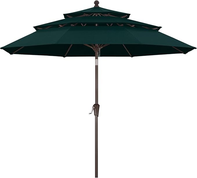 ABCCANOPY 5-Year 10-Year No Fading 9FT 3 Tiers Patio Umbrella, Outdoor Table Umbrella with 8 Sturdy Ribs for Deck, Backyard, Garden, Yard