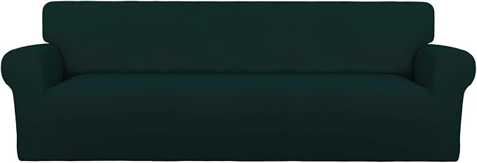 PureFit Stretch Couch Covers for Sofa 4 Seater Slipcovers Deep Teal | 1-Piece Sofa Cover Washable Soft Couch protector, Couch Slipcover with Non Skid Foam and Elastic Bottom for Kids, Dogs