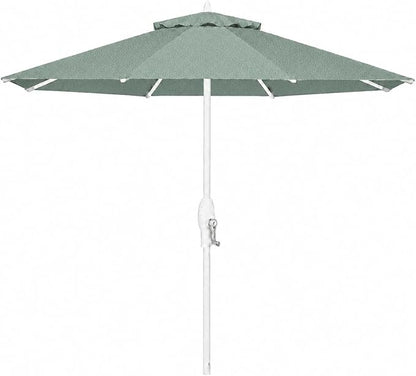 Treasure Garden 9ft Patio Umbrella - Outdoor Furniture Market Umbrella – Deluxe Auto-Tilt – White Aluminum Frame (Sunbrella, Spa)