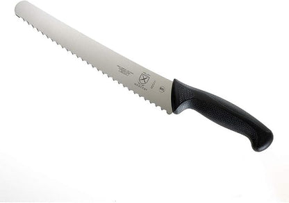 Mercer Culinary M23211 Millennia Black Handle, 10-Inch Left Handed Wavy Edge Wide, Bread Knife