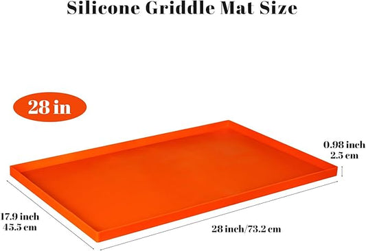 28 Inch Silicone Griddle Mat Cover for Blackstone Skillet Accessories, Heavy Duty Food Grade Grill Mat, Protect Your Griddle from Dirt & Rust All Year Round, Orange