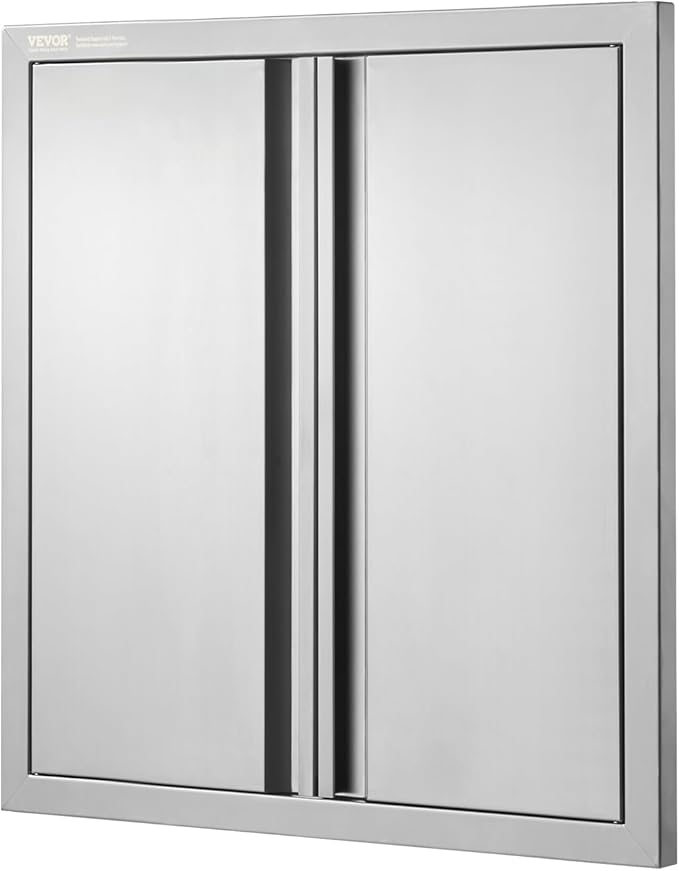 VEVOR BBQ Access Door, 24W x 24H Inch Double Outdoor Kitchen Door, Stainless Steel Flush Mount Door, Wall Vertical Door with Recessed Handles, for BBQ Island, Grilling Station, Outside Cabinet