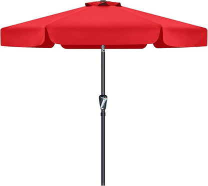 MASTERCANOPY 7.5ft Patio Umbrella with Valance, Crank & Tilt, Red | 6 ribs, UV/fade-resist, waterproof, vent, for garden/deck/yard/pool
