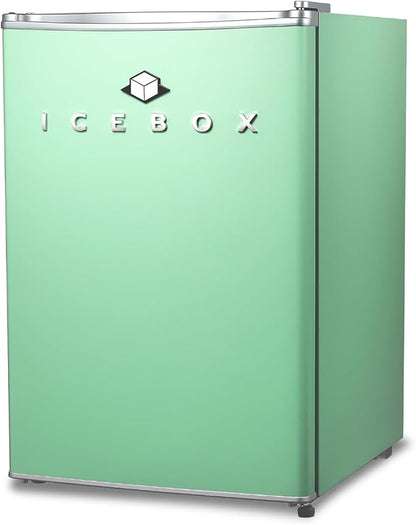 ICEBOX 2.5 Cu. Ft. Compact Refrigerator, ENERGY STAR Certified Small Refrigerator, Single Door Mini Fridge with Chiller Compartment, R600a Refrigerant, IBCR25MNT, Mint Green