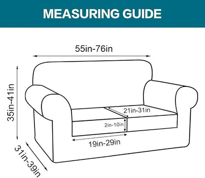 Turquoize 3 Piece Sofa Covers for 2 Cushion Couch Sofa Slipcover Soft Couch Cover for Dogs-Washable Sofa Furniture Cover with 2 Individual Cushion Covers, Thick Jacquard Fabric (Loveseat, Cream)