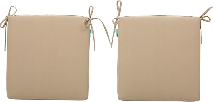 QILLOWAY Outdoor Indoor Chair Pads,Seat Cushions, Square Foam Dining Chair Patio Cushion Set of 4, All Weather, 17" Lx17 Wx3 D (Beige/Sand/Camel)