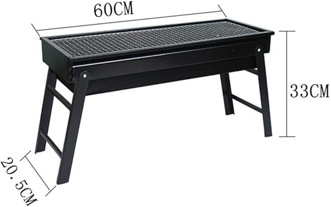 Gaone Portable Charcoal Grill, Stainless Steel Folding Grill, Barbecue Drawer for Family BBQ Party, Outdoor Garden, 5-10 People, Chrome Plated Cooking Grid (Black)
