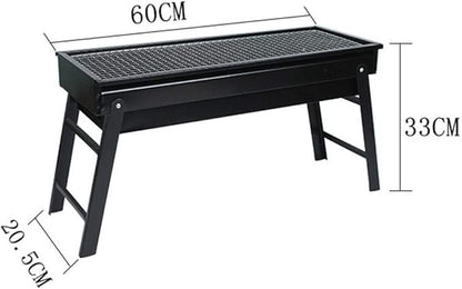 Gaone Portable Charcoal Grill, Stainless Steel Folding Grill, Barbecue Drawer for Family BBQ Party, Outdoor Garden, 5-10 People, Chrome Plated Cooking Grid (Black)