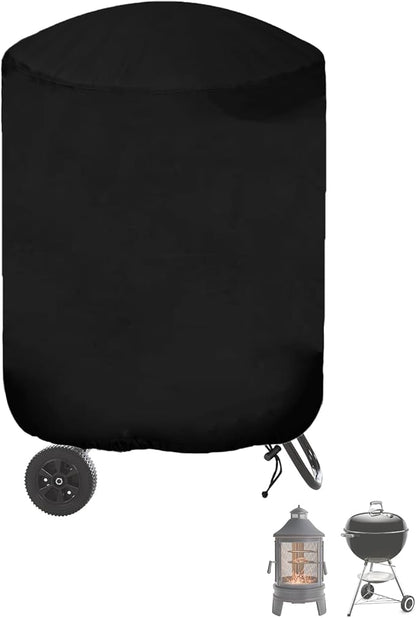 SheeChung Outdoor Fireplace Cover Round 30"Dx43"H,Waterproof Grill Cover for Weber Kettle Charcoal 22 Inch,Heavy Duty 600D Outside Covers for Wood Burning Chiminea,BBQ Grill Smoker,UV Resistant