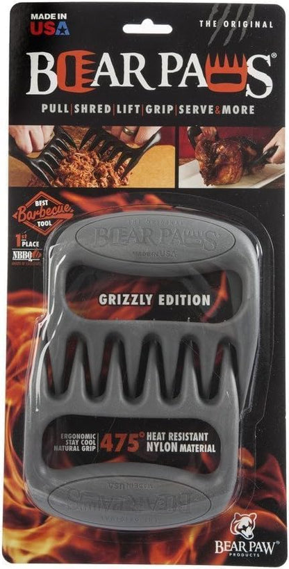 Bear Paws Meat Claws - The Original BBQ Meat Shredder Claws for Pulled Pork, USA Made - Easily Lift, Shred, Pull and Serve Pork, Chicken, Brisket and Turkey - Valentine’s Day Gifts for Men (Gray)