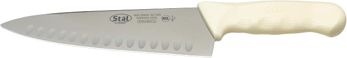 Winco 8" White Hollow Ground Chef's Knife | Razor sharp blade, NSF listed, Restaurant service, Great for Meat Prep, Vegetable Prep, Bread Service and Kitchen Prep