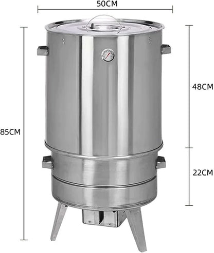 Charcoal Smoker Grill Smoked Grillers Barrel Large Capacity Portable 360° All Round Duck Roaster Stainless Steel Charcoal Roast Duck Oven for Party Backyard Patio Cooking(D)