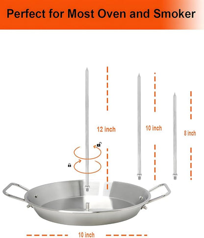 BBQ Vertical Skewer-Al Pastor Skewer Vertical Rotisserie Vertical Spit Stand for Tacos Al Pastor, Shawarma, Gyros- BBQ Grilling Accessory with 3 Removable Spikes (8”, 10" and 12”)