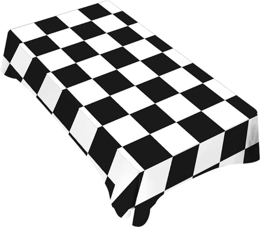 TKS MITLAN Chess Board Decorative Rectangle Tablecloth Black and White Checker Board Polyester Table Cloths Kitchen Table Cover for Dining BBQ Picnic Coffee Table 60 x 84 Inch 6-8 Seats