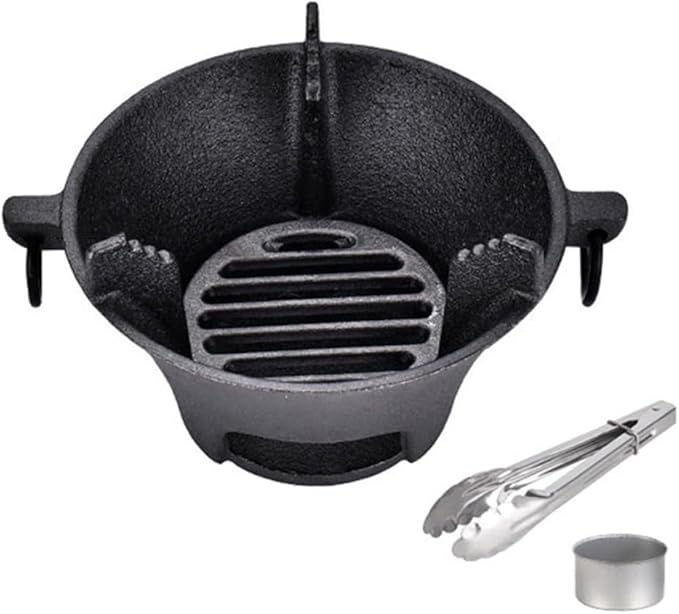 Cast Iron Charcoal Stove, Portable Korean BBQ Grill For Thick Bottom For Even Heating, Compact Japanese Barbecue Oven For Camping And Outdoor Picnics(16cm)