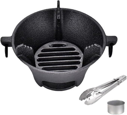 Cast Iron Charcoal Stove, Portable Korean BBQ Grill For Thick Bottom For Even Heating, Compact Japanese Barbecue Oven For Camping And Outdoor Picnics(19.5cm)