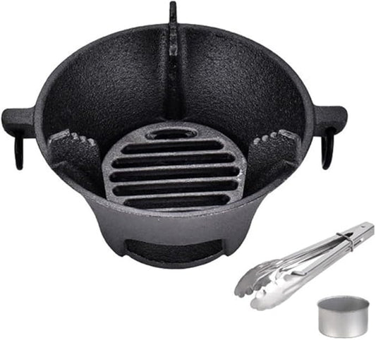 Cast Iron Charcoal Stove, Portable Korean BBQ Grill For Thick Bottom For Even Heating, Compact Japanese Barbecue Oven For Camping And Outdoor Picnics(19.5cm)