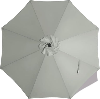 MASTERCANOPY Patio Umbrella 9 ft Replacement Canopy for 8 Ribs-Grey Canopy Only