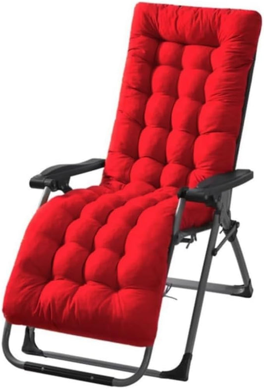 Patio Chaise Lounger Cushion， Rocking Chair Sofa Cushion with 6 Ties， Thick Padded Swing Bench Cushion， Zero Gravity Chair Cushion61x19x3in (Red)