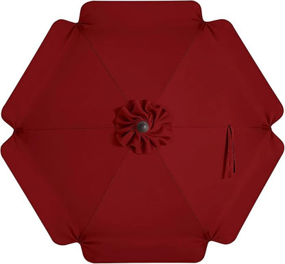 MASTERCANOPY Valance Patio Umbrella 7.5 ft Replacement Canopy for 6 Ribs-Burgundy Canopy Only