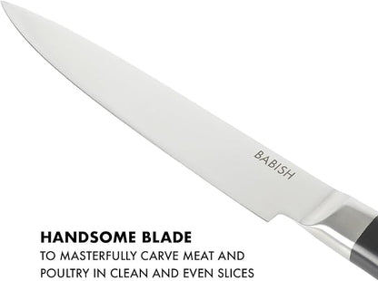 Babish 8-Inch Forged Carving Knife – High-Carbon 1.4116 German Steel Full Tang Kitchen Knife for Precision Meat and Poultry Slicing