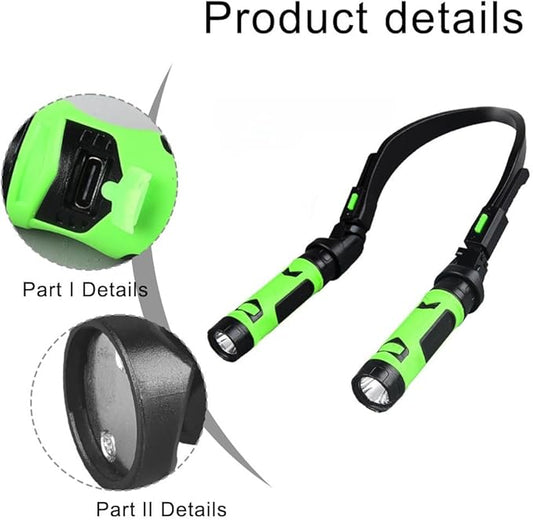 Rechargeable Neck Light, USB Dual LED Neck Lamp With Flexible Rotating Heads And Magnetic Mount For Hands-Free Lighting