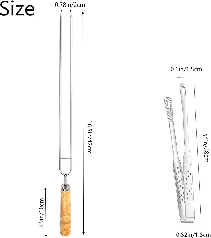 6+1 Pack BBQ Skewers for Grilling Set Include Grilling Clip & Storage Bag – 16.5in Stainless Steel Skewers with Wooden Handle – for Camping, Hot Dogs, Shish Kabob, Fire Pit, Picnic