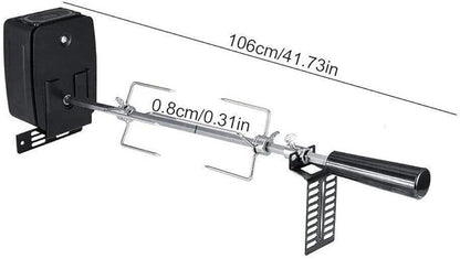 Electric BBQ Grilling Rotisserie Spit Roaster Charcoal Motor Rod Kit with Meat Forks for Pig Chicken Beef Battery Type