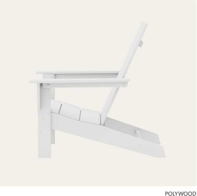 Polywood Contemporary Modern Oversized Adirondack Chair in White