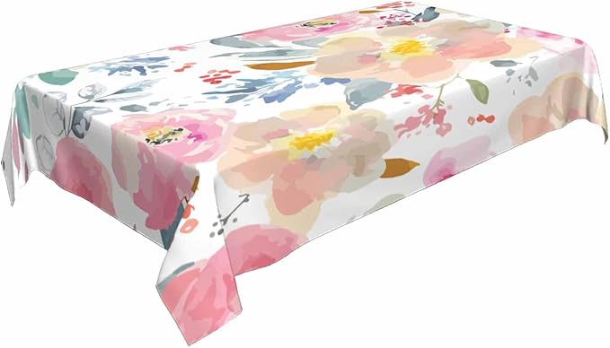 TKS MITLAN Romantic Floral Decorative Rectangle Tablecloth Spring Garden Colorful Plants Polyester Table Cloths Kitchen Table Cover for Dining BBQ Picnic Coffee Table 60 x 84 Inch 6-8 Seats