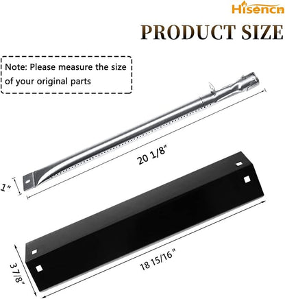 Hisencn Replacement Parts for Chargriller 5050, 3001, 5650, 3008, 3030 | Porcelain Steel Heat Plate & Burner Tube, Ignitor for Char-Griller 3-Burner Grills, Durable Corrosion-Resistant