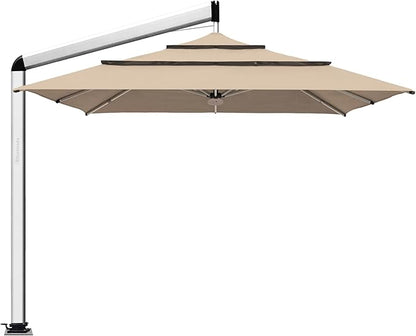 EliteShade USA Atlas 3-Tier 10x10FT Full Aluminum Cantilever Patio Umbrella for Outdoor restaurant Garden Courtyard Deck Pool and Marketing with Light,Heather Beige