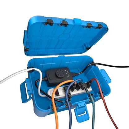 Flemoon Large Outdoor Electrical Box (12.5 x 8.5 x 5 inch), IP54 Waterproof Outdoor Extension Cord Cover Weatherproof, Protect Outlet, Plug, Socket, Timer, Power Strip, Holiday Light Decoration,Blue