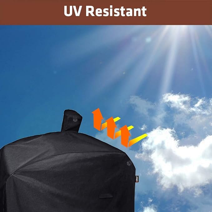 Uniflasy Grill Cover Compatible with Camp Chef 24 Pellet Grills, 600D Waterproof Smoker Cover for Woodwind Pro 24, DLX 24, SmokePro PG24 PG24LS PG24S PG24SE PG24LTD, Anti-UV Windproof BBQ Cover