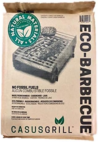 CasusGrill Single Use Biodegradable Mini Grill: Portable & Disposable Grill, Great for Outdoor Charcoal BBQ & Camping, All Natural Materials, Easy Set Up - No Lighter Fluid Needed