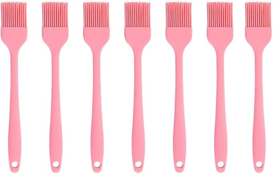 Silicone brush, Oil Brush for BBQ Kitchen Cooking Baking and Grilling（7 PCS,Pink)