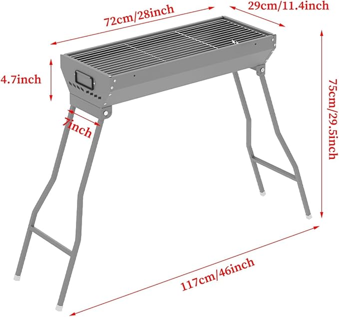 Grills Outdoor Cooking Charcoal, Stainless Steel Coating BBQ Grill Small Charcoal, Portable Charcoal Grill for Party Picnic Travel Home,RV Outdoor Cooking Use (Color : /Gray, Size : D)