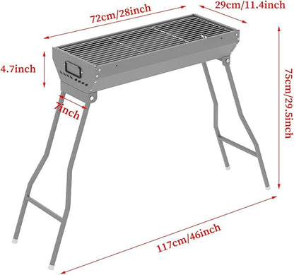 Grills Outdoor Cooking Charcoal, Stainless Steel Coating BBQ Grill Small Charcoal, Portable Charcoal Grill for Party Picnic Travel Home,RV Outdoor Cooking Use (Color : /Gray, Size : D)