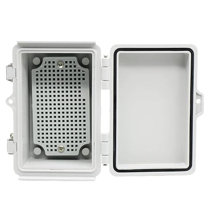Mini Grey Watertight Junction Box Hinged Cover with Stainless Steel Latch Outdoor Weatherproof Custom PVC Plastic Enclosure Box for Project with Mounting Plate 5.9×3.9×2.8 inch(150×100×70mm)