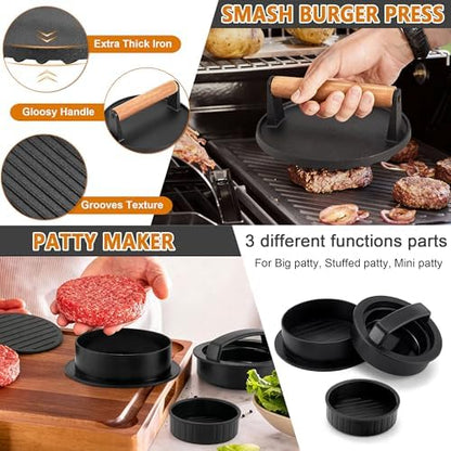Joyfair Kettle Charcoal Grill (18 Inch) & 35Pcs Griddle Accessories Kit, Outdoor Barbecue Grill with Stainless Steel Griddles Spatula Burger Press Basting Cover Hamburger Patty Maker for Outdoor BBQ