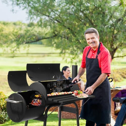 Portable Charcoal Grill 40" - Heavy-Duty Outdoor BBQ with Thermometer & Doors, Perfect for Camping, Beach, Garden, Patio & Backyard Use (Black, 111x54x93cm)