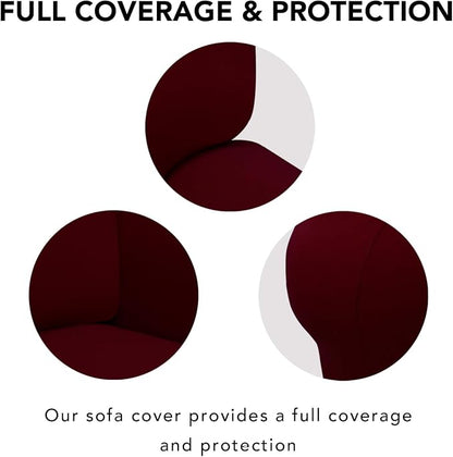 PureFit Stretch Oversized Loveseat Covers Couch Covers for Sofa Wine