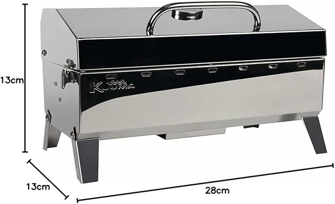 Kuuma Stow and Go Propane Tabletop and Mountable Grill - Stainless Steel Gas Grill with Foldable Legs | Great for Camping, Boating, Picnics, Barbeques & More |13,000 BTUs - (58130)