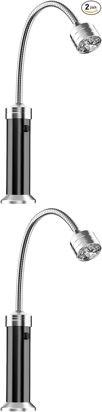 BBQ Grill Light with 9 LED, 360° Flexible Gooseneck, Attachment Force Base for Grilling, Repairing, Camping, Portable Plastic Case Included, Black, 7.1 x 4.7 x 1.8 in / 18 x 12 x 4.6 cm