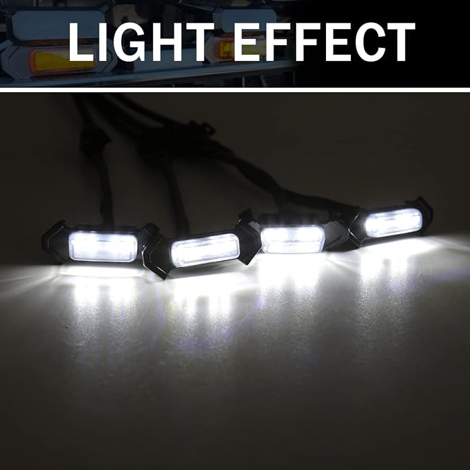 White Grille Lights For Tacoma TRD Pro 2016-2022, 4Pcs Smoked Shell LED Front Grill Light with Wire Harness And Fuse